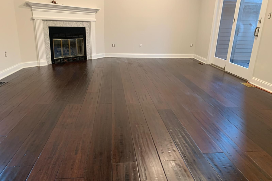 Solid hardwood floor installation in New Jersey with a durable and elegant finish.